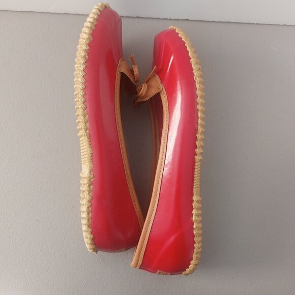 LONDON FOG Red Rubber Rain Shoes Slip On Flats Loafers Women 9 EUC Webster - Picture 9 of 14